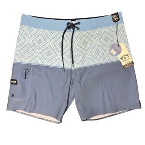 Billabong Blue Ciclo Recycler Air Lite Swim Board Shorts Mid Length NWT 34